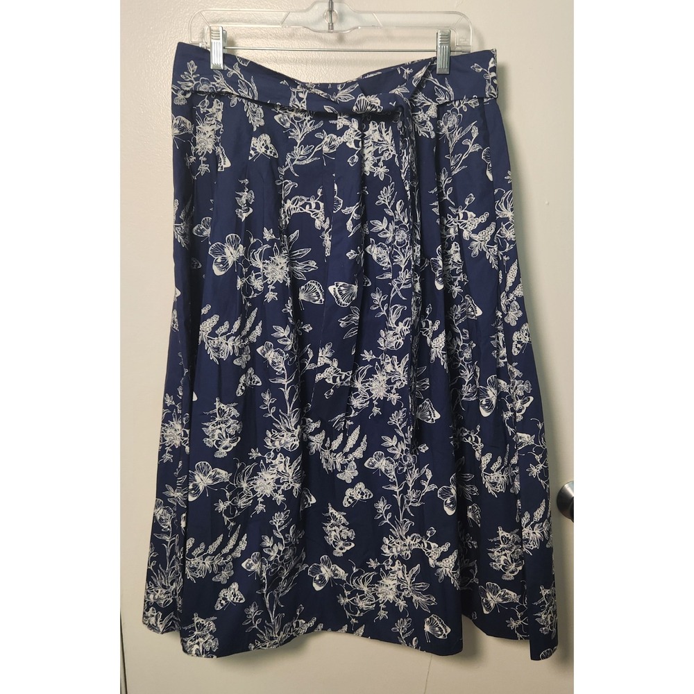 Talbots Piper Pleated Butterfly Cotton Skirt NWT Belted Size 10 Beach Coastal